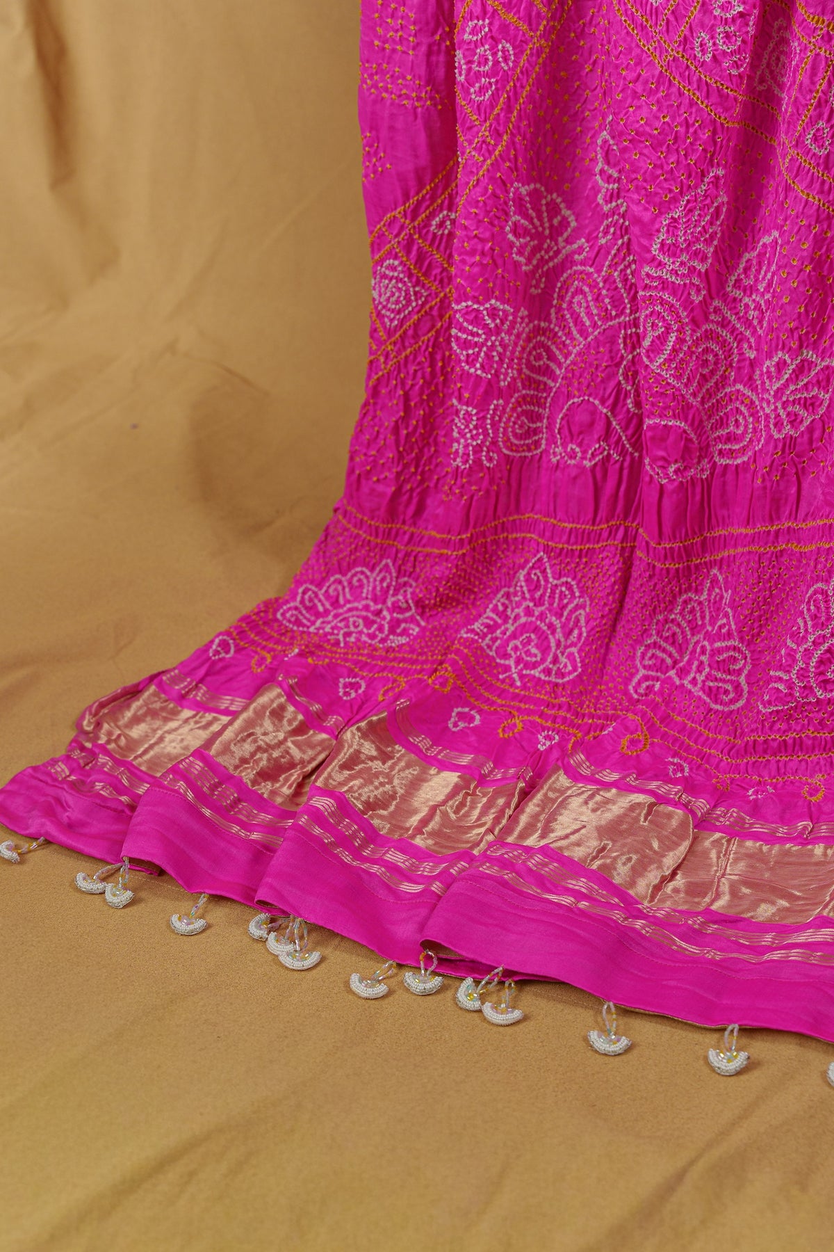 Fuchsia Pink Dupatta With Peacock Motif