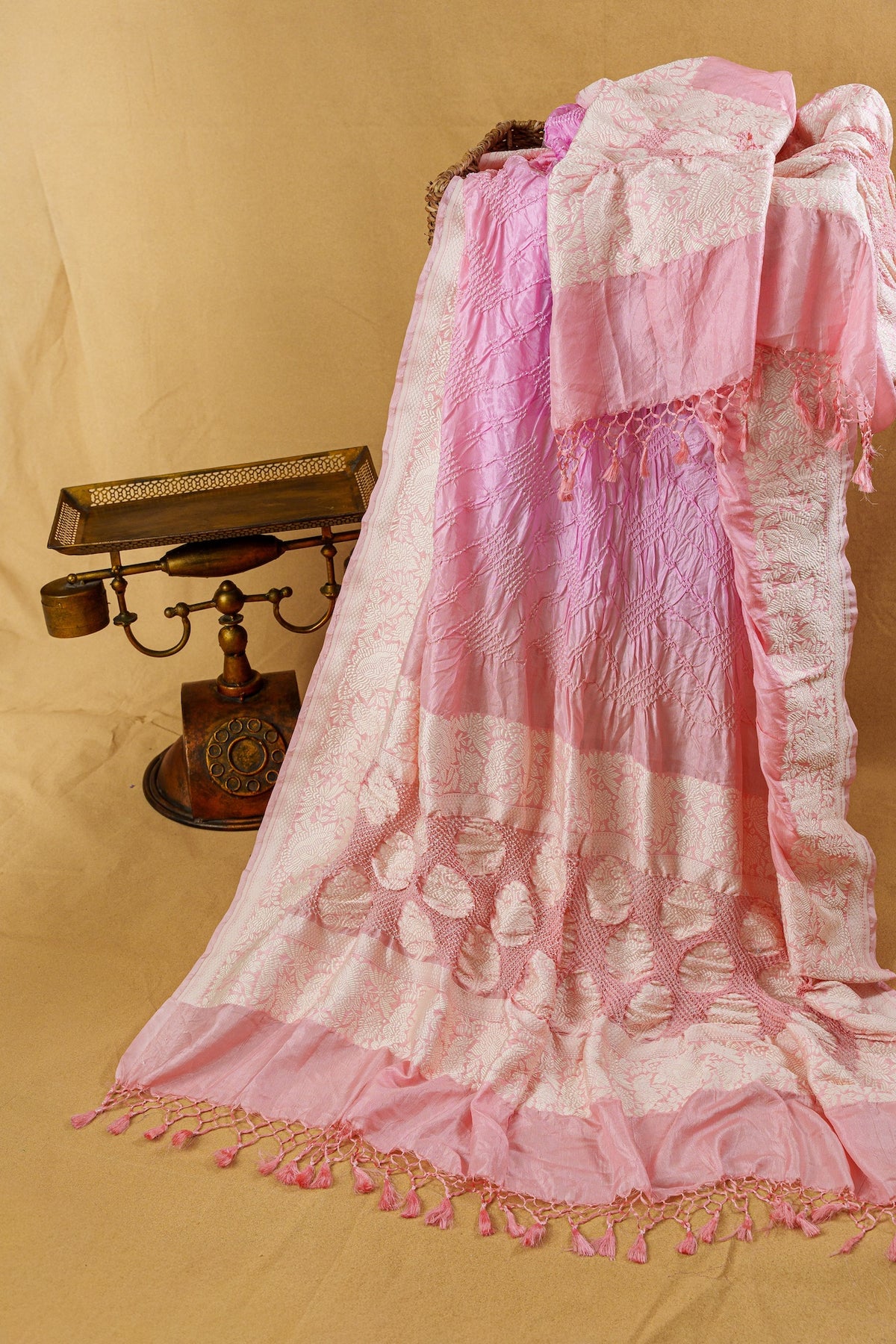 Blush Pink Ombre Silk Dupatta