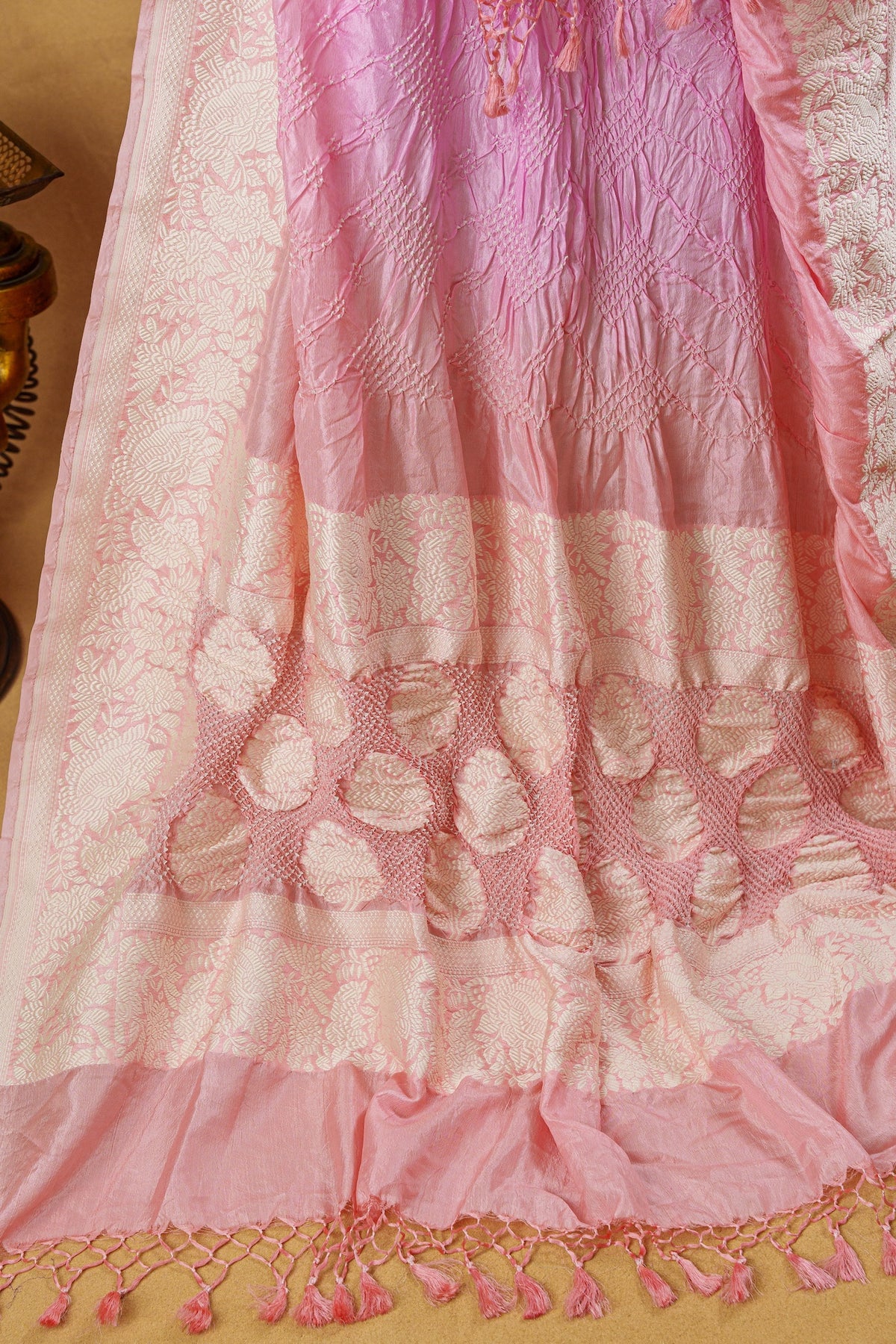 Blush Pink Ombre Silk Dupatta