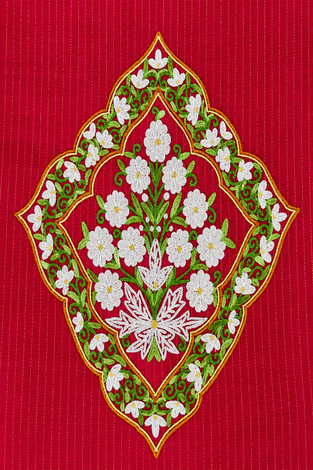 Deep Pink Raw Silk Blouse With Aari Embroidery-Unstitched