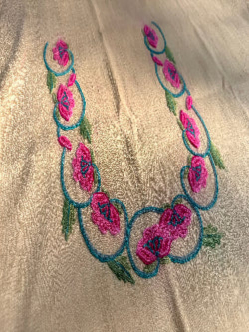 Ivory blouse material with aari embroidery