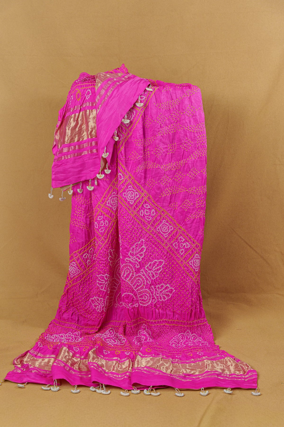 Fuchsia Pink Dupatta With Peacock Motif