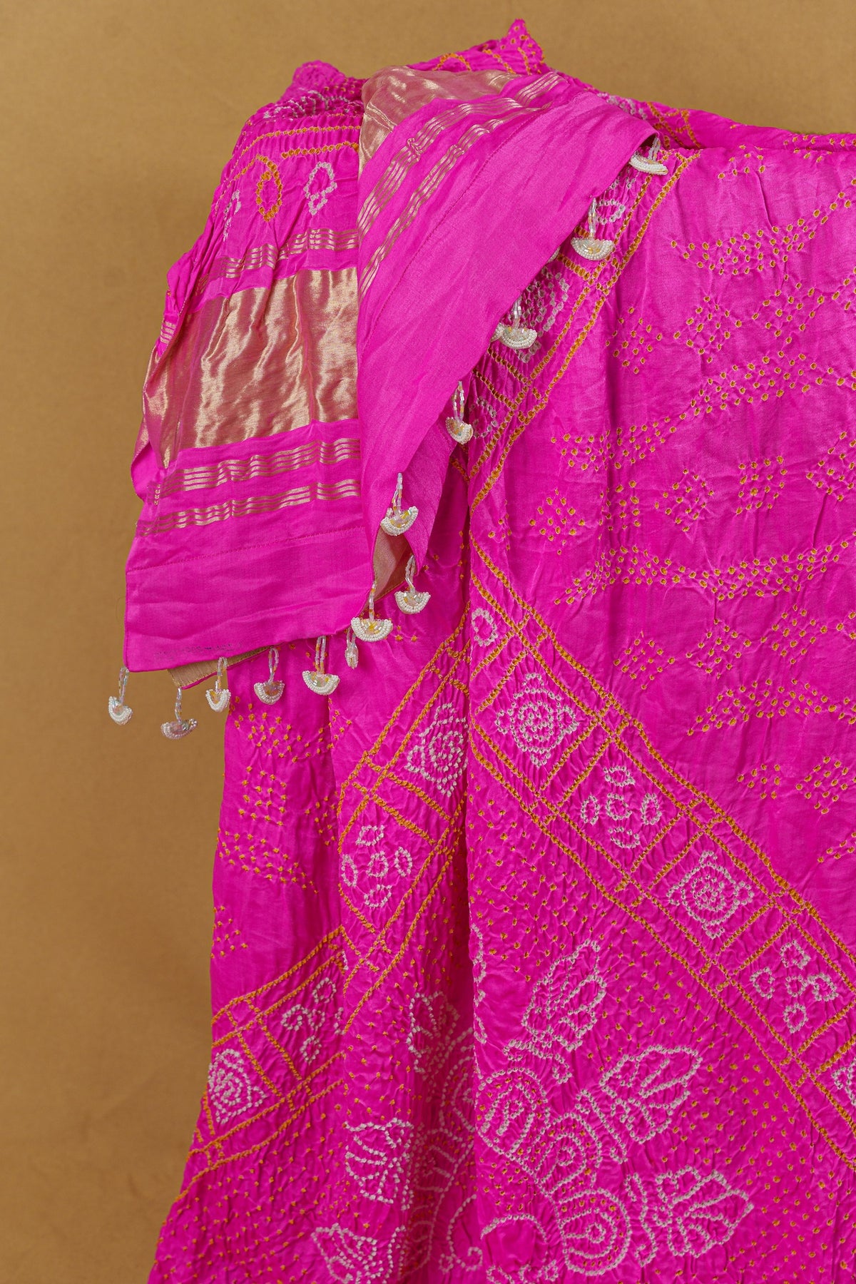 Fuchsia Pink Dupatta With Peacock Motif